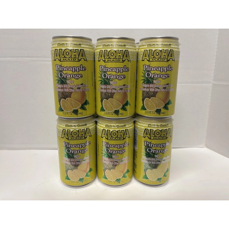 Aloha Maid Juice Pineapple Orange 6 Pack 11.5oz Cans x2