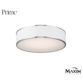 Maxim 10223WLSN I Prime Collection 20 Inch Five-Light LED Ceiling Flush Mount I Satin Nickel Finish with White Fabric Material I Traditional Style Light Fixture I