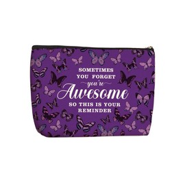 Wenboco Inspirational Purple Gifts for Women Purple Accessories Purple Stuff Butterfly Gifts Makeup Bag Birthday Christmas Gifts for Her Female Mom Sister Friends Purple Things Travel Toiletries Bag