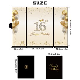 Sweet 16 Party Decorations Black Gold Sweet 16 Guest Book Alternative, Happy Sixteen Birthday Signing Card Board, 16th Birthday Decorations for Boys Girls, 16th Anniversary Gifts (Black gold)