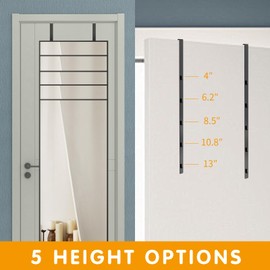 Luanben Professional Door Mirror Hook Height Adjustable Door Mirror Hook Mirror Hook - with Metal Phillips Screwdriver + Sticker, Door Depth 1.9 Inch (4 Pieces Black)