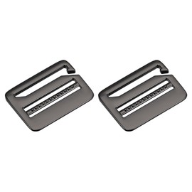 QUARKZMAN Metal Ladder Buckle G-Hook Buckle Adjuster Sliding Buckle 32 mm (1-1/4 Inch) Inner Width for Webbing Backpack Strap Jet Black Pack of 2, Gun-Black