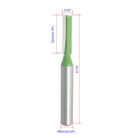 Aopin Router Bit 3/16" Cutting Dia 6mm Shank Dia Double Flute Straight Bit Carbide for Woodworking Milling Cutter Tool, Green, Silver, 2Pcs
