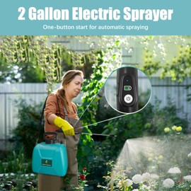 2 Gallon Battery Powered Garden Sprayer, Electric Sprayer with USB Rechargeable Handle, 3 Mist Nozzles, Retractable Wand, Water Pump Sprayers with Adjustable Shoulder Strap for Yard, Lawn and Garden