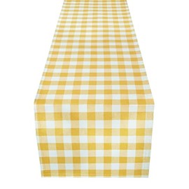 Buffalo Check Plaid Table Runner, Yellow - 13" x 48" - Premium & Durable Checkered Tablecloth is Reversible for Solid Colors - Waterproof, Stain-Resistant & Machine Washable by Achim Home Decor