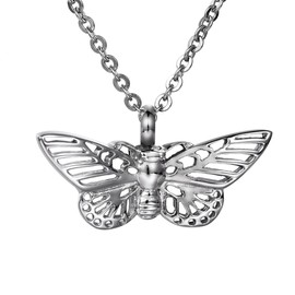 COCO Park Urn Necklace for Ashes Butterfly Memorial Keepsake Stainless Steel Cremation Jewelry