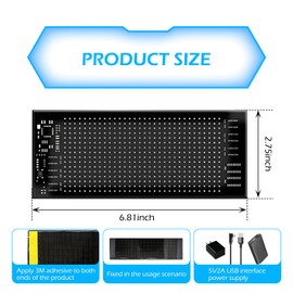 Diamall LED Sign for Car with Bluetooth APP Control, 6.7'' x 2.76'' Flexible USB 5V DIY Programmable Scrolling LED Digital Sign, for Cars Windshield, Taxi, Party, Wedding, Festival, Hotel