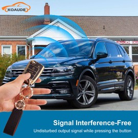 Koaudb Car Key Cover Fit for VW Volkswagen Golf 7 Polo MK6 Jetta Touran Superb Rapid Seat Leon 3 Buttons Key Fob Case Soft TPU Car Key Shells with Leather Keychain Lanyard Black Gold (C-BP-Vlw-3B)