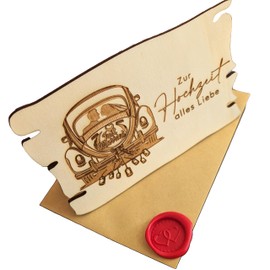 Woodland Mail Wooden Wedding Card with Detailed Engraving - Wedding Card