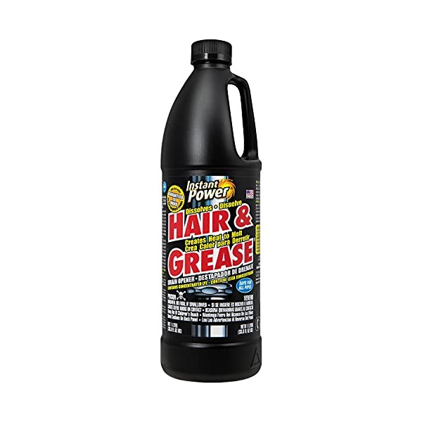 Instant Power Hair and Grease Drain Cleaner, Drain Opener and Clog Remover, 1 Liter