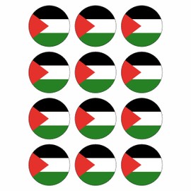 Pack of 12 Palestine Stickers, Round, 4 cm, Weatherproof and UV Protection, Set Palestine