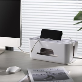 Ewent Cable Storage Box, Cable Management Box, Cable and Socket Box, Cable Organisation, Cable Organisation, Cable Hide, 30.7 x 13.5 x 13 cm, White