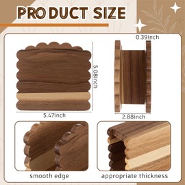 SiliFine Scalloped Wood Napkin Holder for Table Acacia Wood Upright Napkin Dispenser Standing Stylish Guest Towel Paper Holder for Kitchen Dining Room Wedding Party Cocktail Restaurant Hotel Use