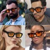 SHEEN KELLY Retro Thick Rectangular Chunky Sunglasses for Women Men