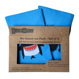 Yumbox Reusable Soft Ice Packs with Fabric Sleeve for Lunch Box and Cooler, Sweatproof, Pack of 2 Gel Ice Packs, Funny Monster and Shark
