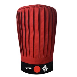 SUNRISE Kitchen Supply Red Hibachi Chef Hat with Tie on Black Japanese Headband (w/Headband Number one)