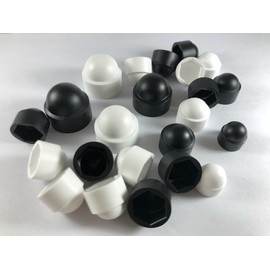 Plastic Dome Nut Protection Cap Covers (M12, 50 Pack, White)