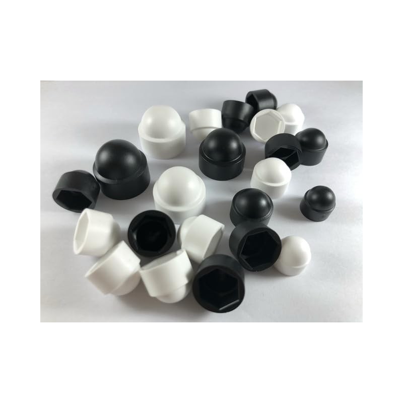 Plastic Dome Nut Protection Cap Covers (M12, 50 Pack, White)