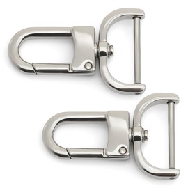 CRAFTMEMORE 2pcs Detachable Snap Hook Swivel Clasp w/Screw Bar VT99 Bag Strap Hardware Replacement (1 Inch, Silver)