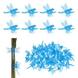 M METERXITY 100-Pack Orchid Clips, Plastic Garden Plant Clips, Dragonfly Orchid Clips, Garden Plant Support Clip for Supporting Stems/Vines/Stalk Grow Upright [Blue]