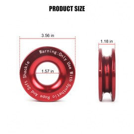 HZEL Car Winch Snatch Recovery Ring, 66000 LBS Break Strength Soft Shackle Synthetic & Rope Block Pulley Towing Ring, Automotive Exterior Accessories, Universal for ATV UTV SUV (Red)