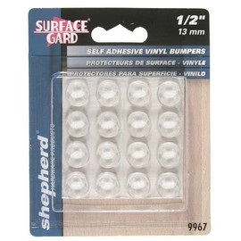 Shepherd Hardware 1/2-Inch Surface Gard Clear Adhesive Vinyl Bumper Pads,- 2 Packs of 16 Count = 32 Count