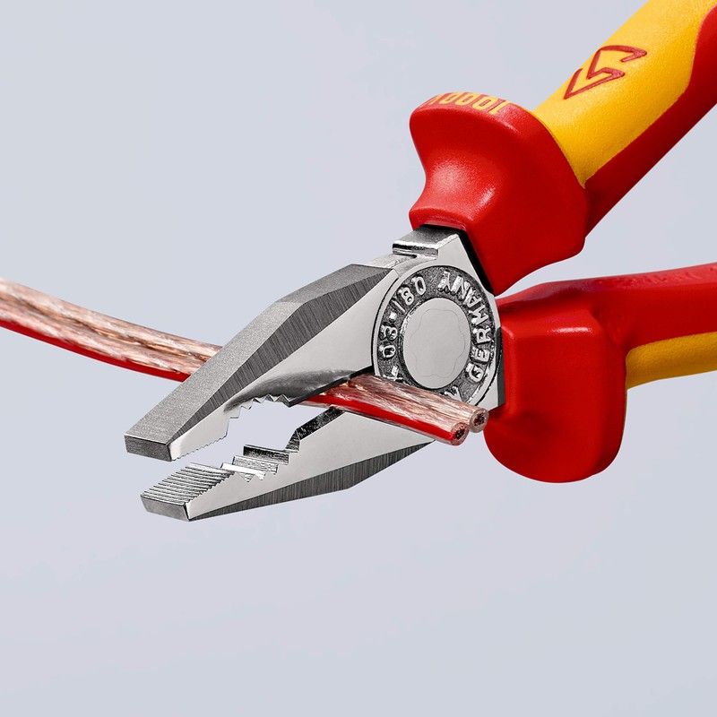 Knipex Combination Pliers chrome-plated, insulated with multi-component grips, VDE-tested 180