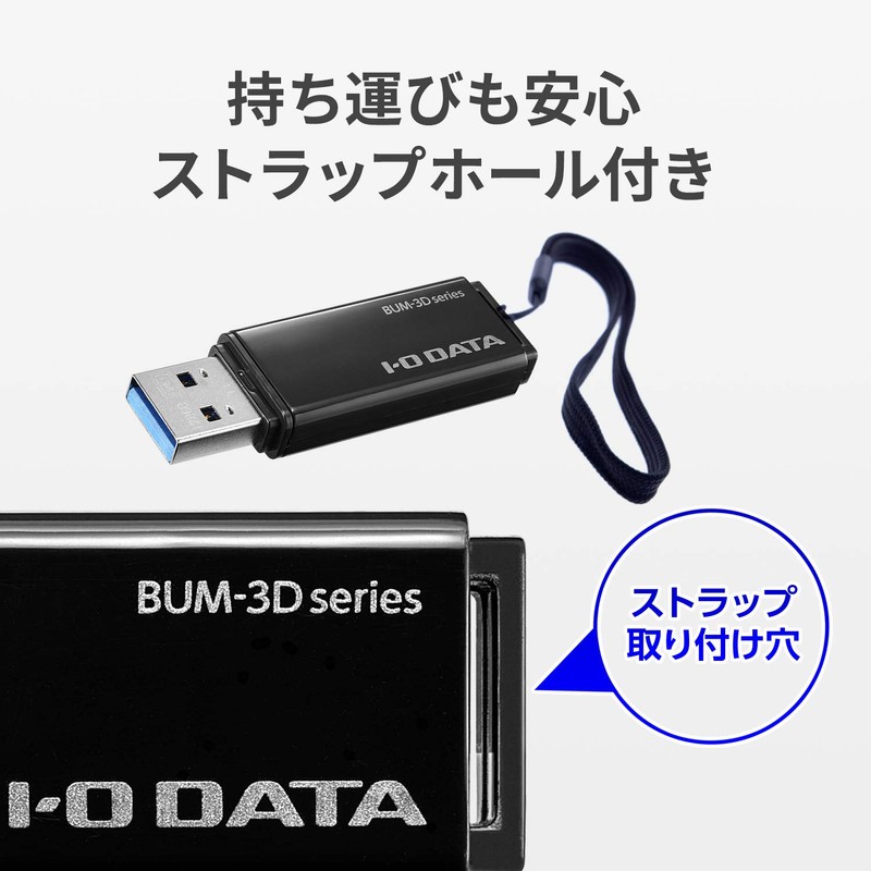IODATA BUM-3D256G/K 256GB USB Memory, Supports USB 3.2 Gen 1