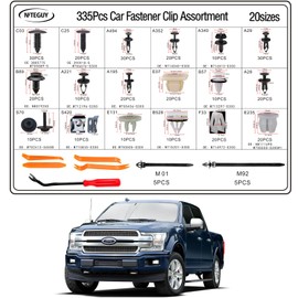 335Pcs Ford F150 Car Retainer Clips & Fastener Assortment - 18 Most Popular Sizes for Ford F150 Body Interior and Exterior Retainer Fastener Clips with 10 Cable Ties and Fasteners Remover