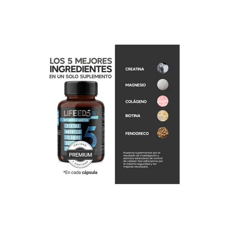 Suplemento Alimenticio Lifeed5 Mens Tsto Energía 45 Cápsulas