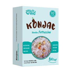 VOLO VERO Konjac Shirataki Noodle Fettuccine, 10 Packs, Gluten Free, Vegan, Keto, Sugar-Free, Fat-Free, Low Calorie, Ready to Eat Low-Carb Pasta, Quick Healthy Diet, Holiday Gifts