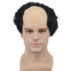 yuehong Short Black Curly Wig Bald Head Wig Old Men