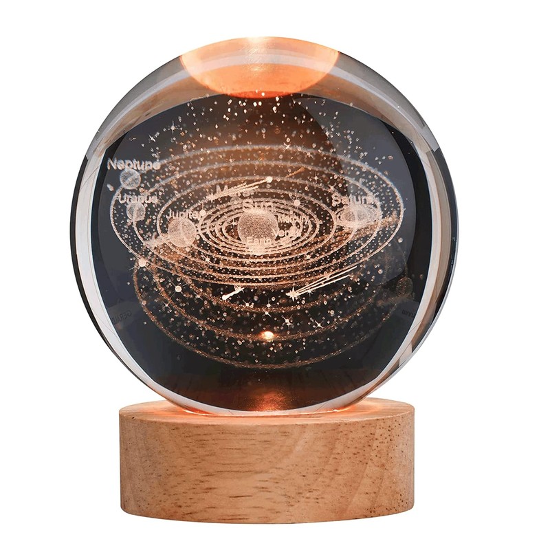 zalati 3D Crystal Ball Solar System Style Planet with Round