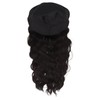 Hat Wig Women Detachable Middle Length Black Brown Curly Wavy