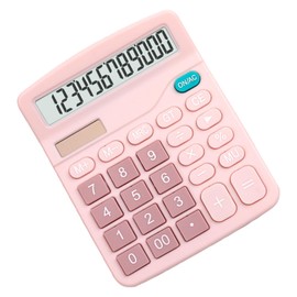 Solar Power Calculator, Digital Calculator, Multi-functional, 12 Digit Arithmetic, PS, Stylish (Pink)