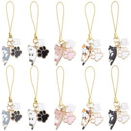 SUNNYCLUE 1 Box 10Pcs Cat Phone Charms Cell Phone Charm Set Cellphone Charm Strap Kawaii Cute Hanging Cats Animal Paw Dust Plug Charm Anti Dust Plugs for Women Adult Cellphone Port Decoration