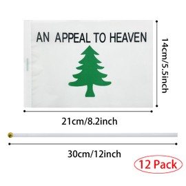 WXTWK 12Pack Small An Appeal To Heaven Flag Decorations Handheld Mini Pine Tree Flags on Stick 5x8 Inch
