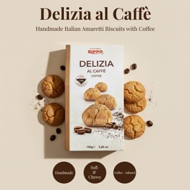 Rippa Delizia AL Caffè Handmade Italian Almond Cookies with Rich Coffee Flavor - Soft & Aromatic Amaretti Biscuits a Delightful Treat for Any Occasion - Enjoy Gourmet Cookies with Tea & Chocolate-150g