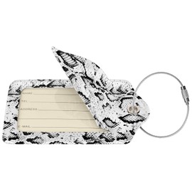 Buyidec 2 Pack Snakeskin Pattern Luggage Tags for Suitcases, Leather Baggage Tag with LoopName Id Card Cover Travel Bag Labels Set for Women Men Boys Girls Kids