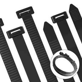 Cable Ties Black 1.0 x 31.5 inches (25 x 800 mm) Super Wide Cable Ties Self-Float Tie Wrap Indoor Outdoor Durable UV Resistant Cable Ties Repeated Cable Ties Pack of 10