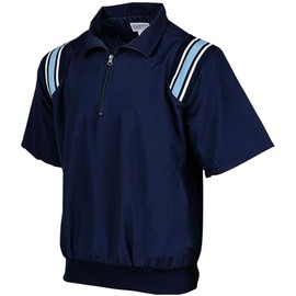 Smitty BBS-324 1/2 Sleeve Microfiber Shell Pullover Umpire Jacket Poly Nylon Lining (Navy w/Powder, White, Blue Insets, 2XL), XX-Large