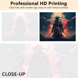 TUMOVO DIY Paint by Number for Adult, A Samurai with a Katana Paint by Numbers, Warrior Adult Paint by Numbers Kits on Canvas, 16X20 Inch Mountain Paint by Numbers for Adults Beginners