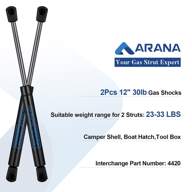 4420 12 inch 30Lb/134N Gas Struts, SX120PSS30 12" 30 Lb