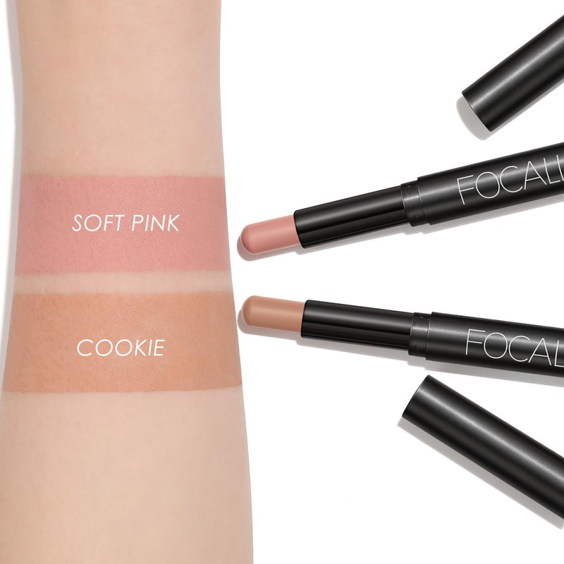 FOCALLURE 2 Pcs Cream Eyeshadow Stick,Brightener Eyeshadow Pencil Crayon,Highlighter Eye