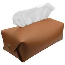Diko.style® Faux Leather Rectangle Tissue Box, Elegant and Durable, Ideal for Home, Office and Car, Versatile and Flexible, 21 x 11 x 7.5 cm, Camel Brown