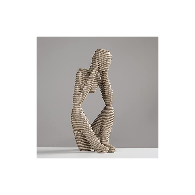 ANCLLO Abstract Sculpture Statue Thinker Sandstone Resin for Hotel Home