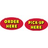 TAKE OUT RESTAURANT PICK UP AND ORDER HERE SIGN YELLOW