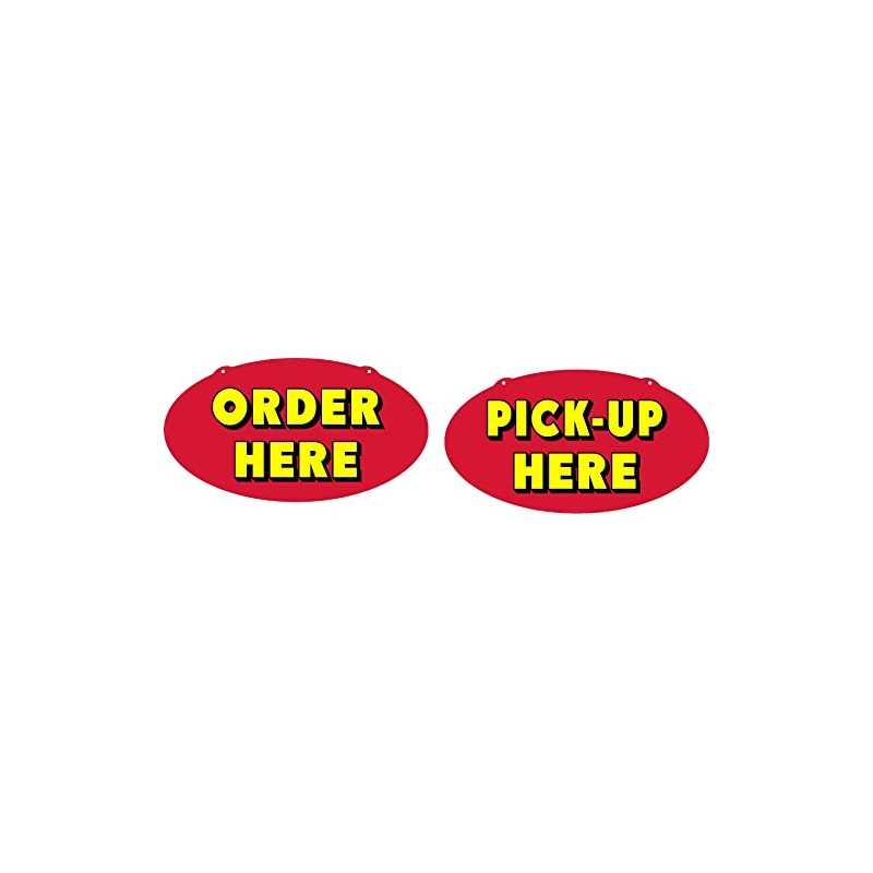 TAKE OUT RESTAURANT PICK UP AND ORDER HERE SIGN YELLOW