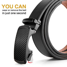 Mens Belt,BOSTANTEN Leather Belts For Men Ratchet Dress Belt with Automatic Sliding Buckle Black