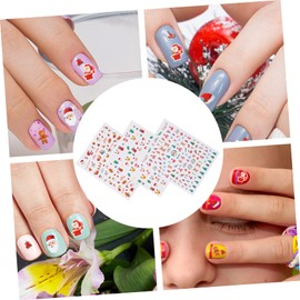 LALAFINA 10pcs Xmas Style Nail Art Stickers Festive Decals for Creative Manicures Easy to Apply Nail Art Supplies for Holiday Parties Designs Mixed Patterns for Decoration